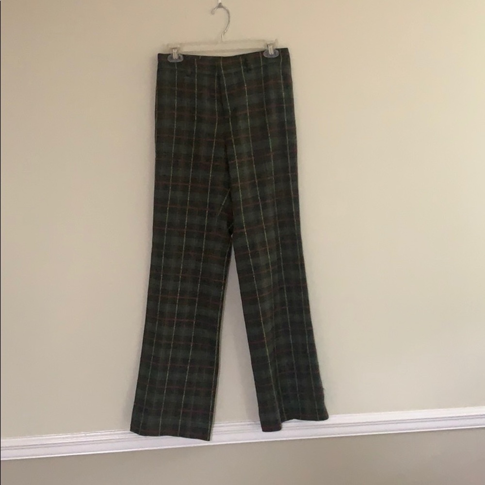 Sonia Bogner size 8 long plaid straight trousers